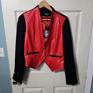 V.O. Jeans Black & Red Crop Moto Jacke Women's M NWT (BB1)